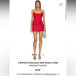 NWT Michael Costello x Revolve
Size S 
Beautiful red mini dress